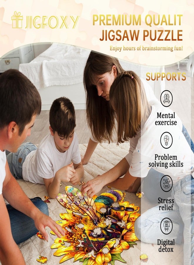 Jigfoxy أحجيات خشبية من جيجفوكسي للكبار، أحجيات خشبية على شكل نحلة للكبار، أحجيات خشبية فريدة على شكل حيوانات، هدايا عيد الميلاد وعيد الشكر لمحبي الأحجيات والعائلة والأصدقاء (الطول - 13.4 × 12.8 بوصة - 250 قطعة) - Image 3